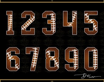 Números de fútbol con cordones. Descarga digital instantánea. Diseño de camiseta de fútbol, sublimación, PNG, textura de fútbol realista. Números de camiseta