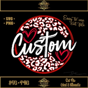 Benutzerdefiniertes Team Logo SVG PNG Schnitt Datei. Sofortiger digitaler Download. Schulmaskottchen. Schulfarben. Schule Stolz. Teamname. Leopard Herz Design.