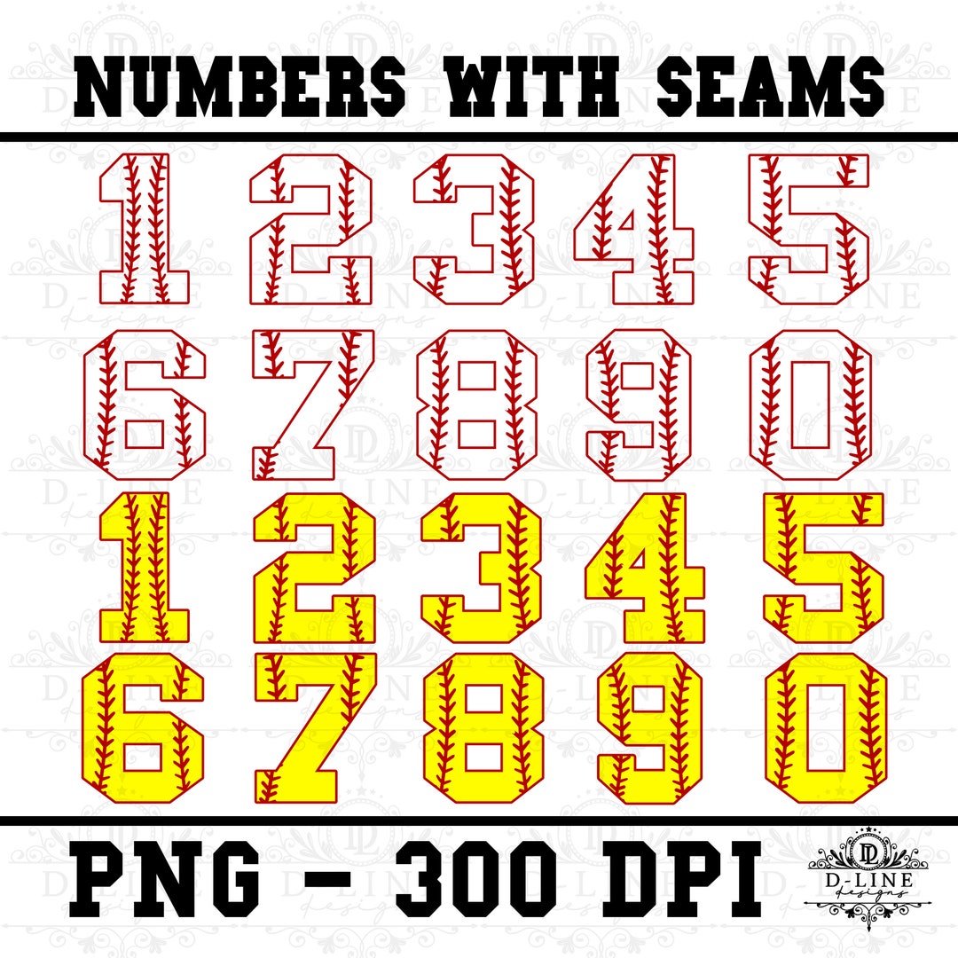 Baseball Softball Numbers SVG & PNG. Instant Digital Download. Etsy