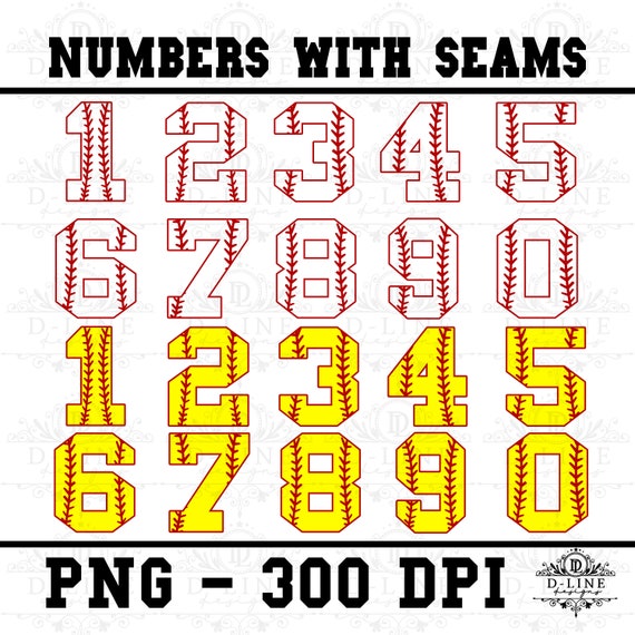 Baseball Softball Numbers SVG & PNG. Instant Digital Download. Etsy
