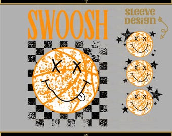 Basketball Swoosh with Sleeve Design, SVG, PNG. Cricut, Sublimation, Cut File. Basketball Mom, Can Customize! Grunge Basketball Graphic