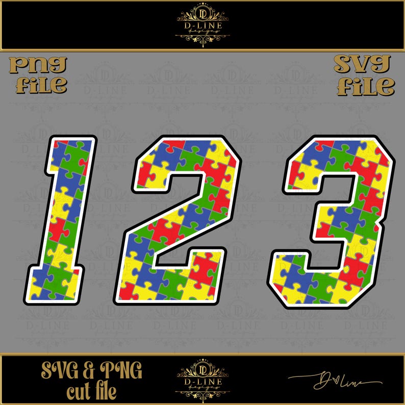 Autism Puzzle Numbers 0-9, SVG, PNG, Cut File. Team Numbers Group ...