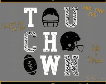 Touchdown Helmet Football Leopard Design. PNG, SVG. Spirit Tee. Football Mom, Distressed or Solid Design. Cut File. Cute Trendy. Team Colors