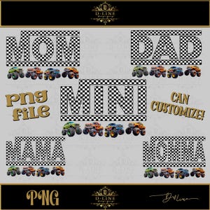 Mama Monster Truck Racing PNG Trending Shirt Design, Checkered Boy Design,, Birthday Shirt design, Mom, Dad, Mini Me, Momma Instant download