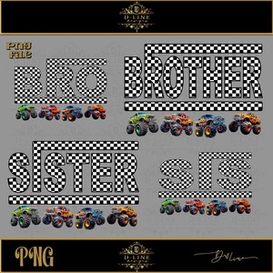 Mama Monster Truck Racing PNG Trending Shirt Design, Checkered Boy Design,, Birthday Shirt design, Mom, Dad, Mini Me, Momma Instant download image 9