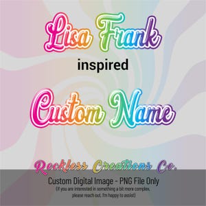 Lisa Frank PNG • Nostalgie des années 90 Inspiré de Lisa Frank • Texte arc-en-ciel • Téléchargement instantané • PNG