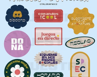 12 paneles para twitch / coloridos / stickers