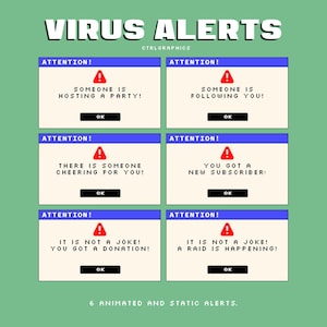 6 Animated Alert Virus Inspired Alerts for Twitch / Twitch or Youtube.