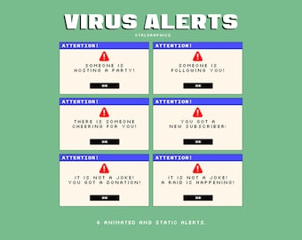 6 Alertas animadas inspiradas en virus para Twitch / Twitch o Youtube.