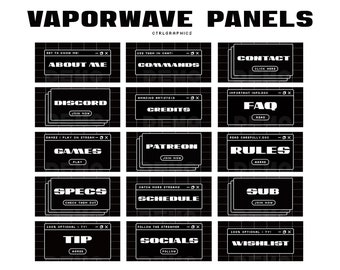 Paneles de Twitch de Vaporwave: Superposición de transmisión en blanco y negro (descarga digital)