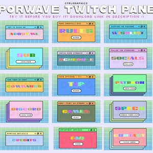 15 Colorful Vaporwave Inspired Panels / Twitch Stream Panels