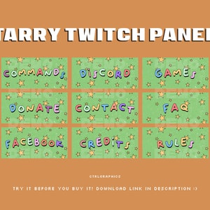 17 Colorful Starry Twitch Panels / Retro Inspired Panels / 90s cartoons.