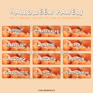 21 Halloween Panels / Twitch Panels / Pumpkin Seasonal