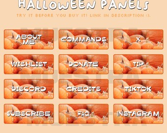 21 paneles de Halloween / paneles de Twitch / calabaza de temporada