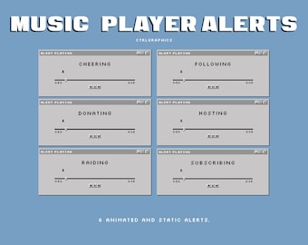 6 Alertas de reproductor de música animado para Twitch / 90s Windows / Youtube y Twitch.