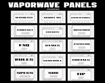 Paneles de Twitch de Vaporwave: Superposición de transmisión en blanco y negro (descarga digital)