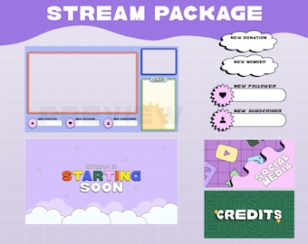 Paquete de transmisión retro / Recursos de Twitch y YouTube / Animación y estática / Transmisión.