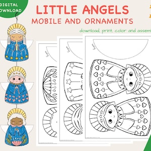 Angels Coloring Craft: Christmas Paper Ornament Mobile (Digital Download)