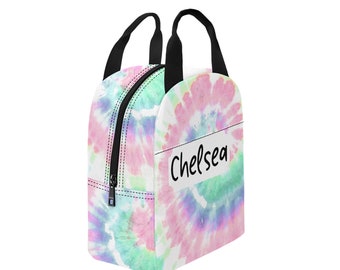 Personalized Tie and Dye Lunch Bag, Custom Lunch Bag, School Lunch Bag, Work Lunch Bag, Back to School, Birthday Gift, Co-Worker Gift
