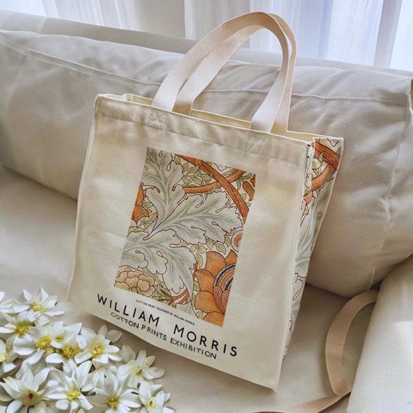 William Morris Canvas Tote Bag, Canvas Tote Bag with Zip, Canvas Tote Bag with Zipper, Aesthetic Canvas Tote Bag, Back to School Bag