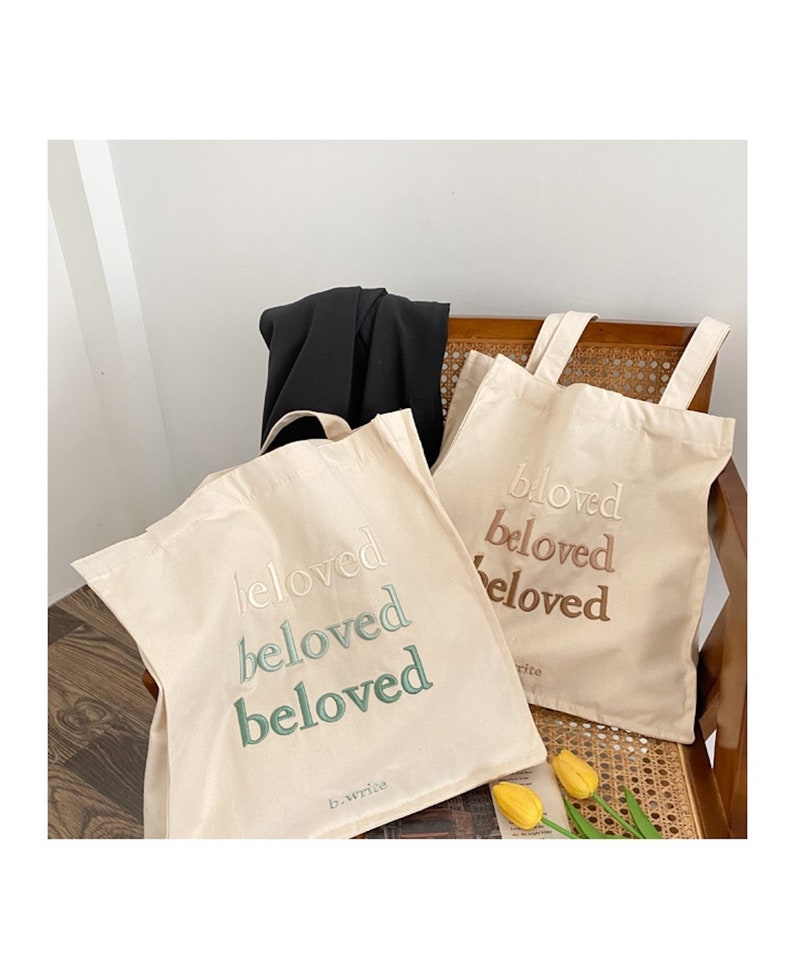 Beloved Canvas Tote Bag Canvas Tote Bag With Inner Pocket Etsy