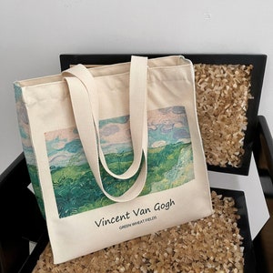 Van Gogh Canvas Tote Bag, Canvas Tote Bag with Zip, Canvas Tote Bag with Zipper, Aesthetic Canvas Tote Bag, Back to School Bag