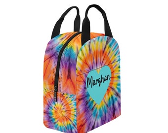 Personalized Lunch Bag, Custom Lunch Bag, School Lunch Bag, Work Lunch Bag, Tie and Dye Lunch Bag, Back to School, Birthday Gift, Co-Worker
