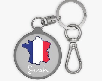 France Keychain, French Keychain, Personalized France Keychain, France Map, Gift for French - FREE SHIPPING