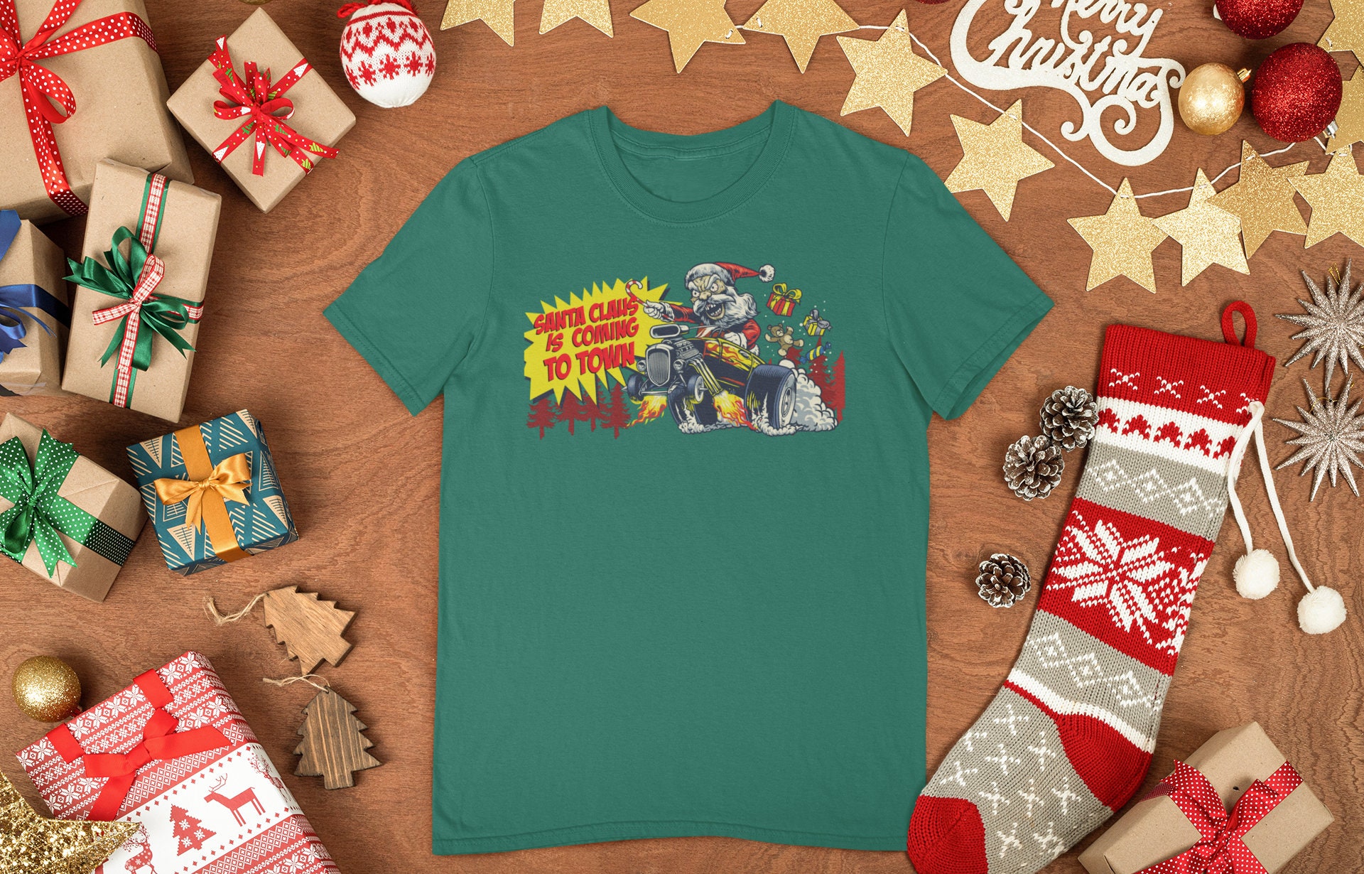 Discover Santa Claus is Coming to Town, Funny Christmas Shirt, XMAS Funny Tee