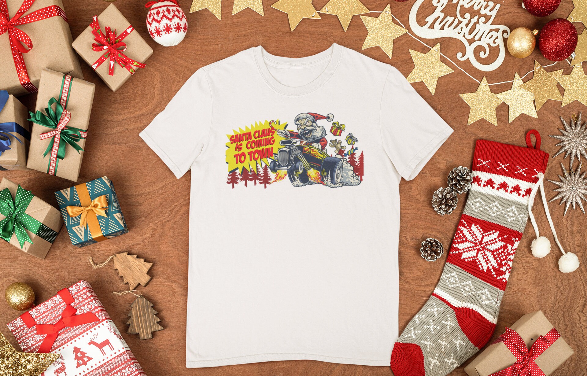 Discover Santa Claus is Coming to Town, Funny Christmas Shirt, XMAS Funny Tee