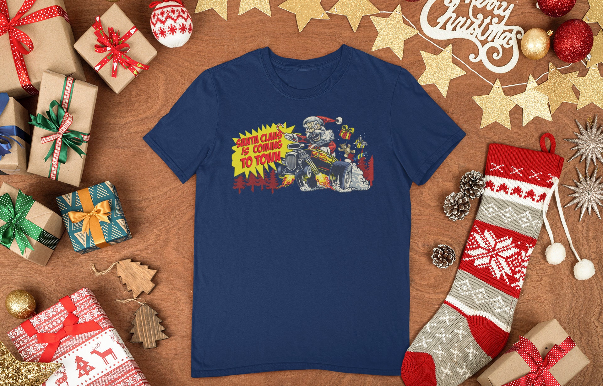 Discover Santa Claus is Coming to Town, Funny Christmas Shirt, XMAS Funny Tee