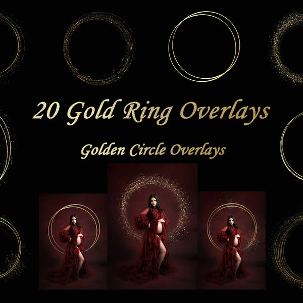 20 gouden ringoverlays, gouden hoepels, gouden ringen, zwangerschapsoverlays, cirkeloverlays, gouden overlays, zwangerschapsringen, gouden hoepel