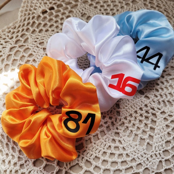 Satin Racing Scrunchie, F1 Gift for Her, Personalised Gift, Formula One Scrunchie, F1 Gift,