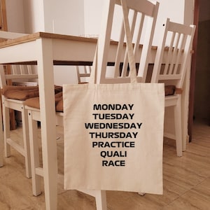 Race Day Tote Bag, Racing Gift, Formula One Tote Bag, Cotton Tote Bag, Race Day, Motorsport Gift, Race Day Countdown, Race week