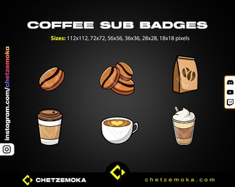 コーヒーサブバッジ: Twitch、Discord、YouTube (PNG ファイル)