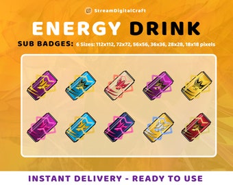 Electric Energy Drink Twitch Sub Badges (PNG Files)