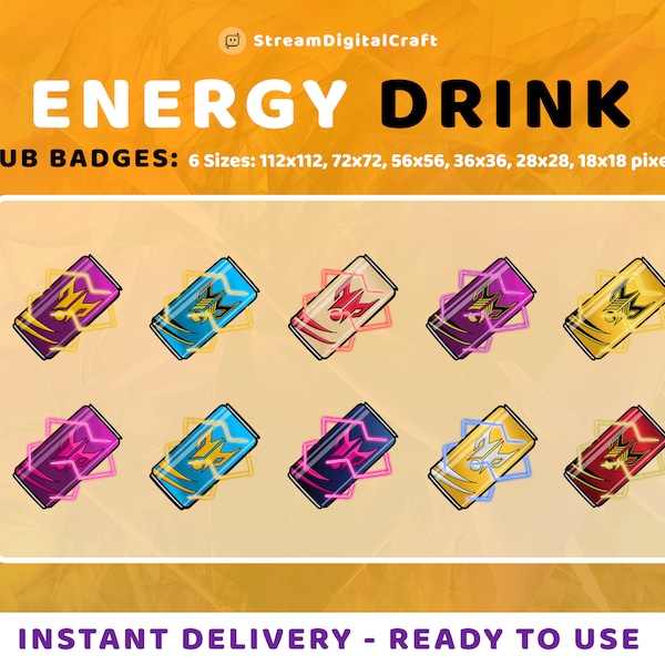 Twitch Sub Badges: Energy Drink | Energy Drink Twitch Sub Badges | Electric Version