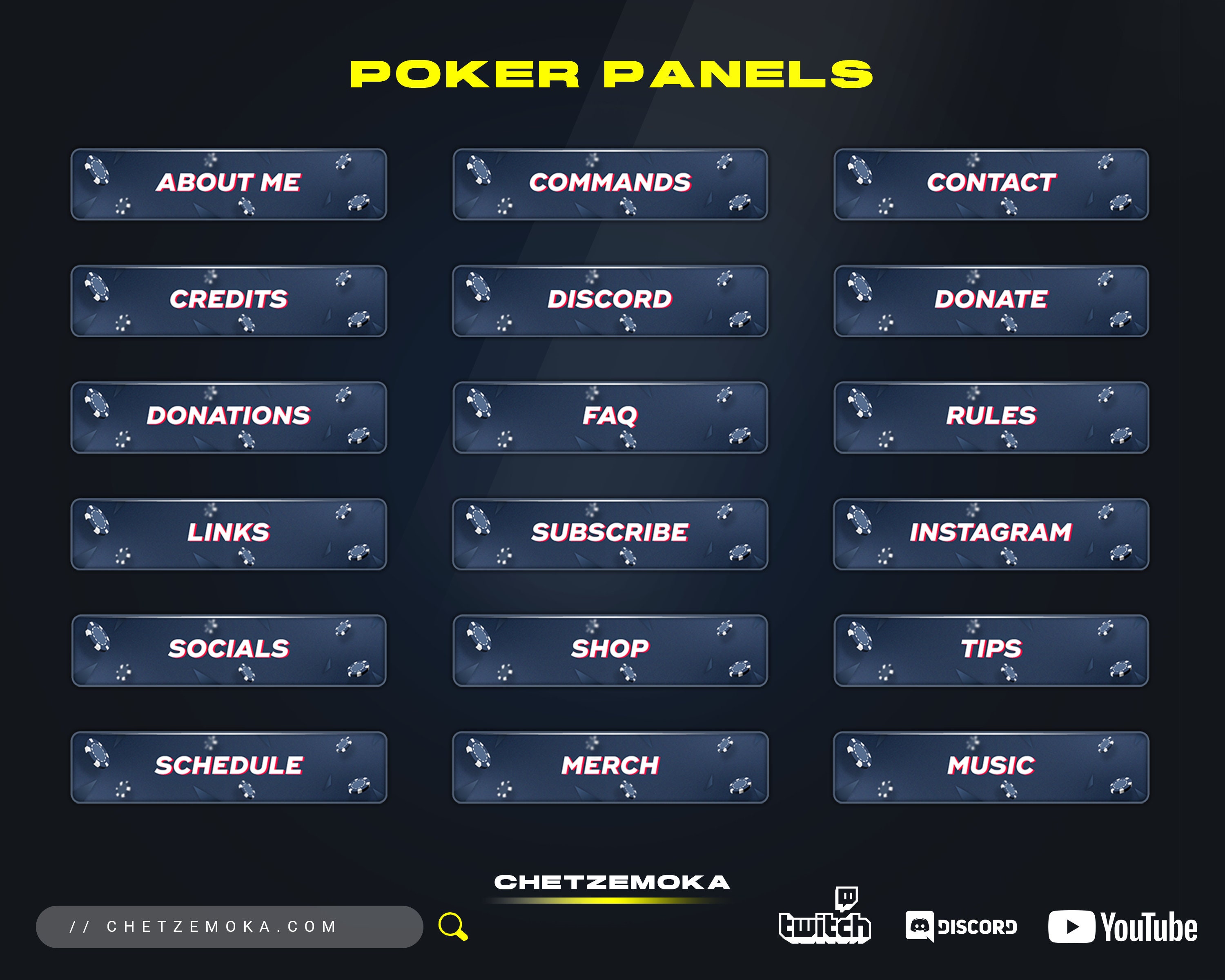 Twitch Poker Overlay Animated & Static Version 4 Scenes 2 Starting and