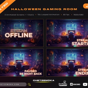 Halloween Gaming Room Lo-Fi Twitch Screens | Animated Background for Streamers | Vtuber | Stream Starting | Be Right Back | Ending | Offline