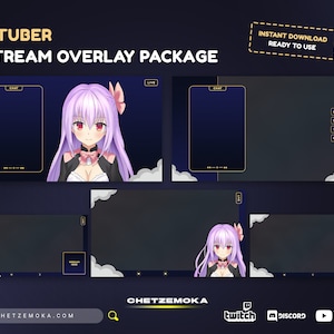 VTuber Stream Overlay Golden & Navy Blue | Vtuber Overlay | Celestial Stream Package | Twitch Overlay Golden Theme