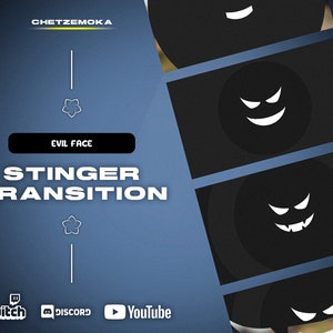 Evil Stinger Transition White & Black | Twitch Animated Stinger Transition | Stream Transition | Evil Face