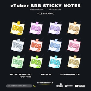 Twitch BRB-stickers: Vtuber Assets-bundel (PNG-bestanden)