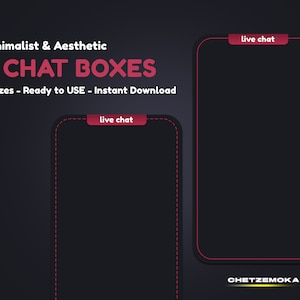 Twitch Chat Box Overlay | Minimal and Aesthetic Chat Box Stream | 2 Themes | 6 Sizes | Red & Black