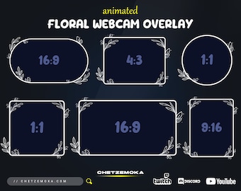 White Animated Floral Webcam Overlay | Circle and All Standard Sizes