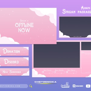 Celestial Stream Overlay Pink Sky - Animated & Static Version | Pink Sky Celestial Twitch Pack