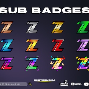 Emblemas de Sub Letra Z | Conjunto de 12 Emblemas | 3D | Torcida | Letra | Bronze | Prata | Ouro