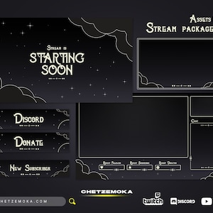 Celestial Stream Overlay Golden Sky - Animated & Static Version | Golden Sky Celestial Twitch Pack