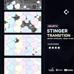 Twitch Animated Stinger Transition Kawaii Hearts | Animated Stinger Transition Hearts | Twitch Stream Transition