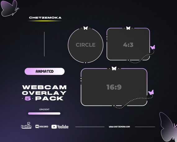 Butterfly Webcam Border | 5 Sizes | ANIMATED | Twitch Pink & White Facecam Overlay | Instant Download