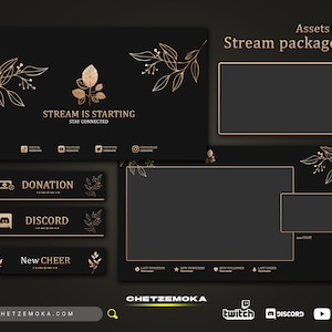 Floral Stream Overlay Rose Gold - Animated & Static Version | Floral Rose Gold Twitch Pack